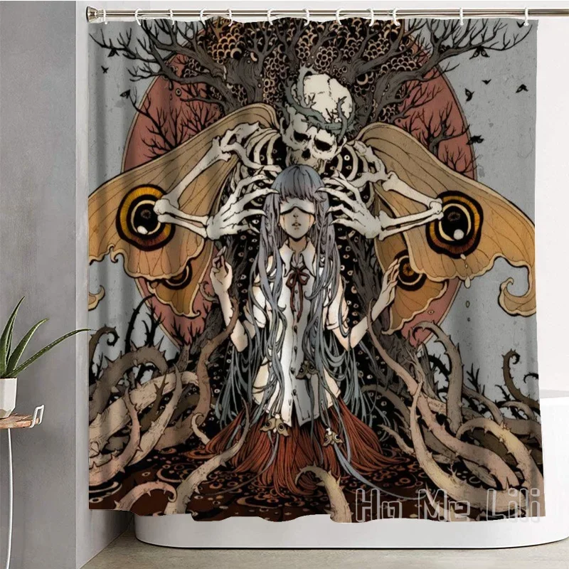 Cartoon Skull Demon Shower Curtain By Ho Me Lili Horror Eyes Goth Comic Girl Dark Fantasy Art Ethereal Halloween Decor