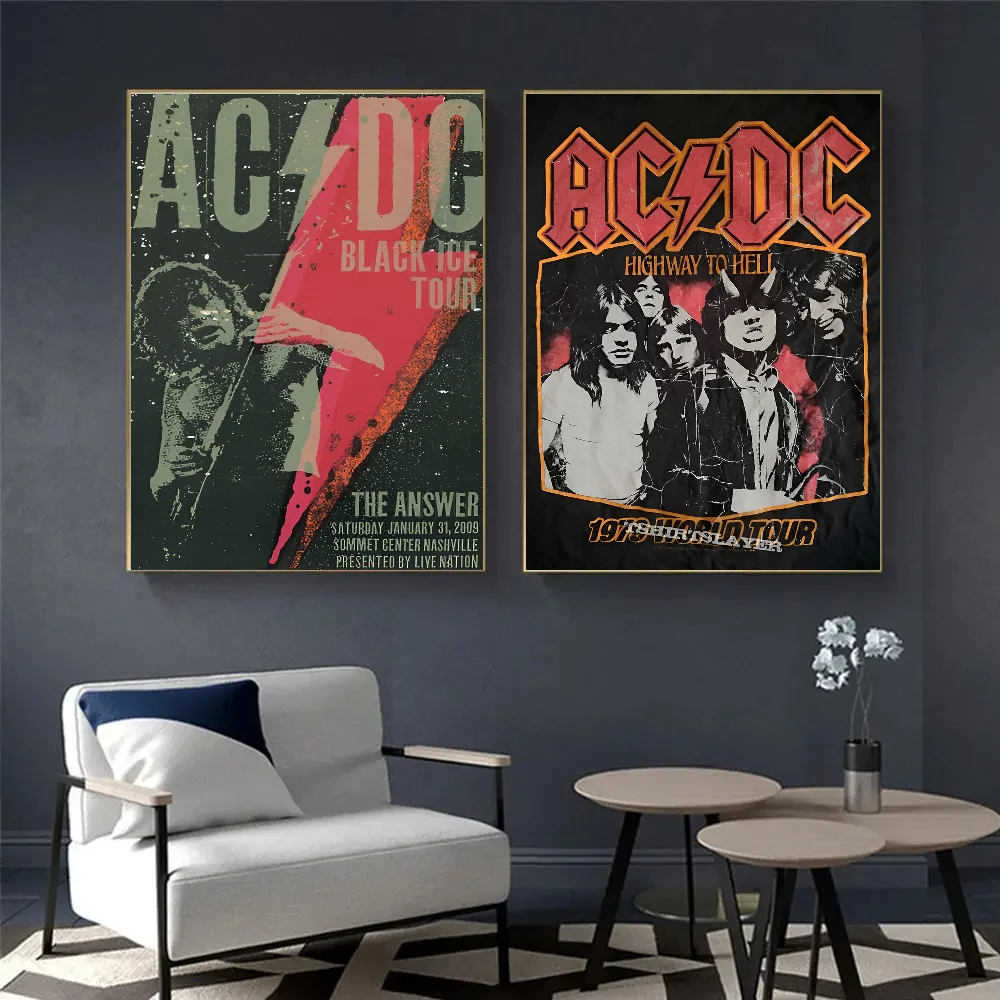 Rock Singer A-AC D-DC Band Classic Movie Posters Fancy Wall Sticker For Living Room Bar Decoration Room Wall Decor