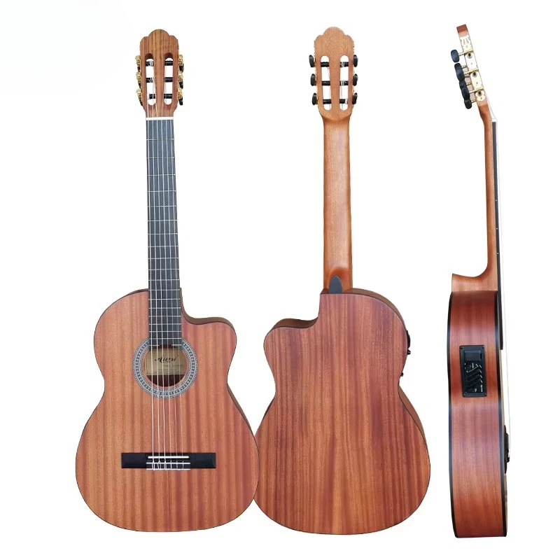 

Handmade 39 Inch Mahogany Body Vintage Nylon String Electric Guitar for Sale Ready for Ship