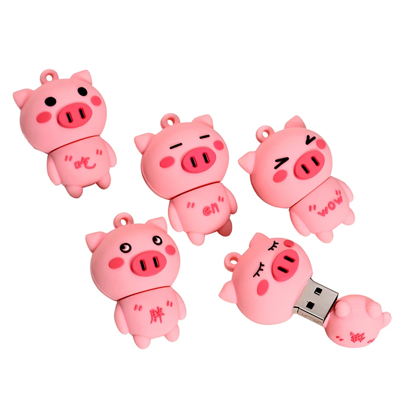 Cartoon Cute pink pig USB flash drive pendrive USB stick 4GB 8GB 16GB 32GB U disk Creative student gadget gift pendrive Girl