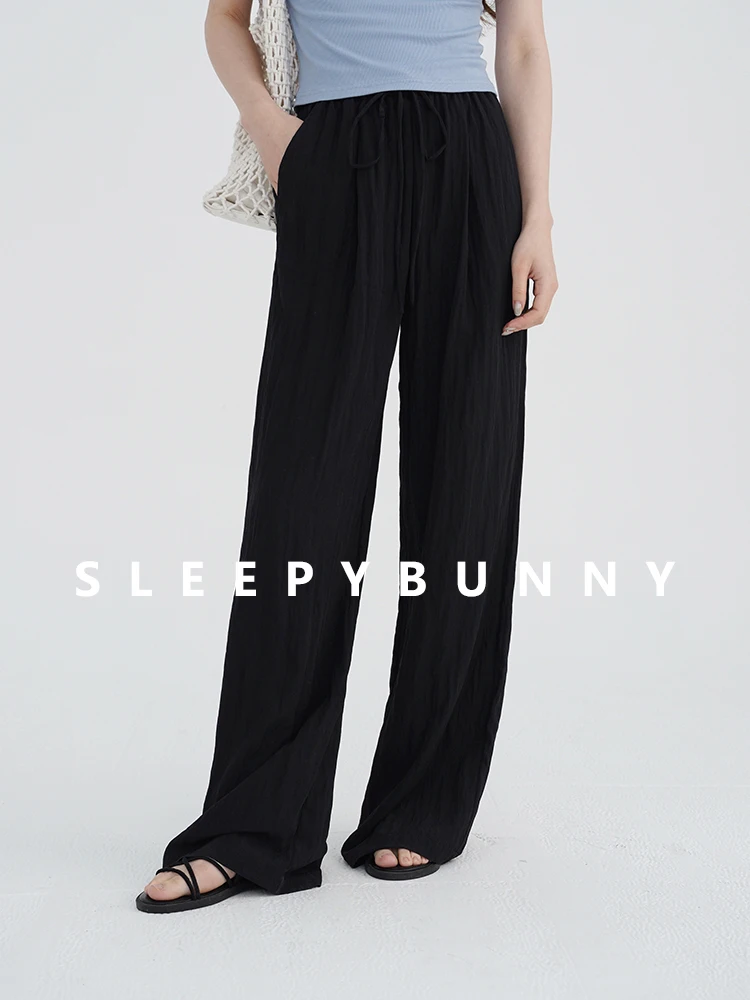 Pink Wide Leg Pants Women Summer Sun Protection Loose Long Trousers Lightweight Flowy High Waist Casual Beach Pants Daily Use