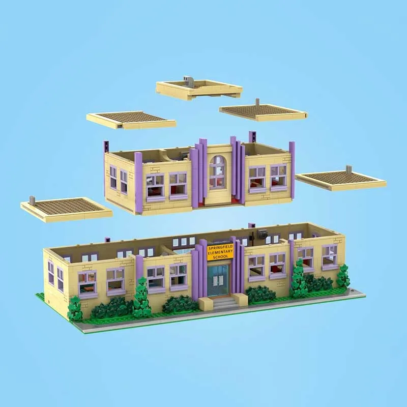 Moc قوالب بناء وحدات سبرينغفيلد المدرسة الابتدائية نموذج التكنولوجيا وحدات كتل هدايا عيد الميلاد اللعب لتقوم بها بنفسك مجموعات الجمعية