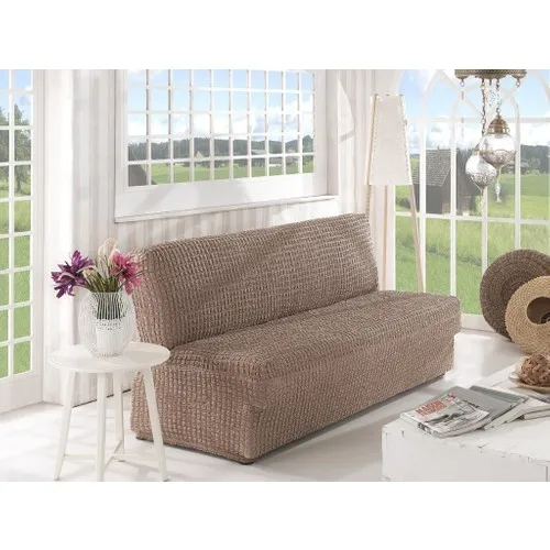 Karna Home Strech 2 Seater Sofa Sofa Cover Sleeveless Sahara Beige