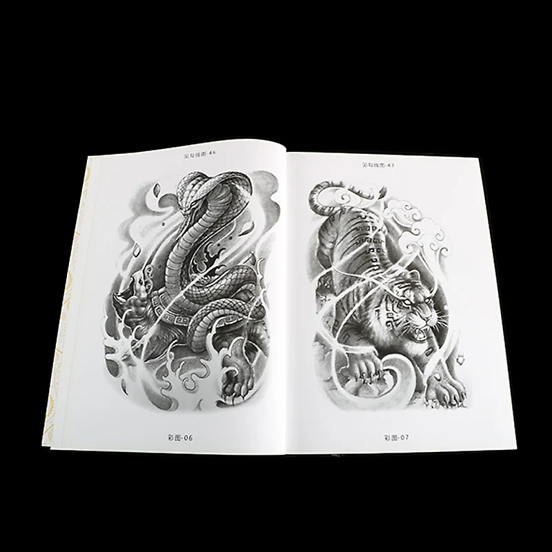 Chinese Traditional Figures Wenjun Tattoo Design - Buddha Statues Lion & Beast Patterns - Body Art Templates Painting