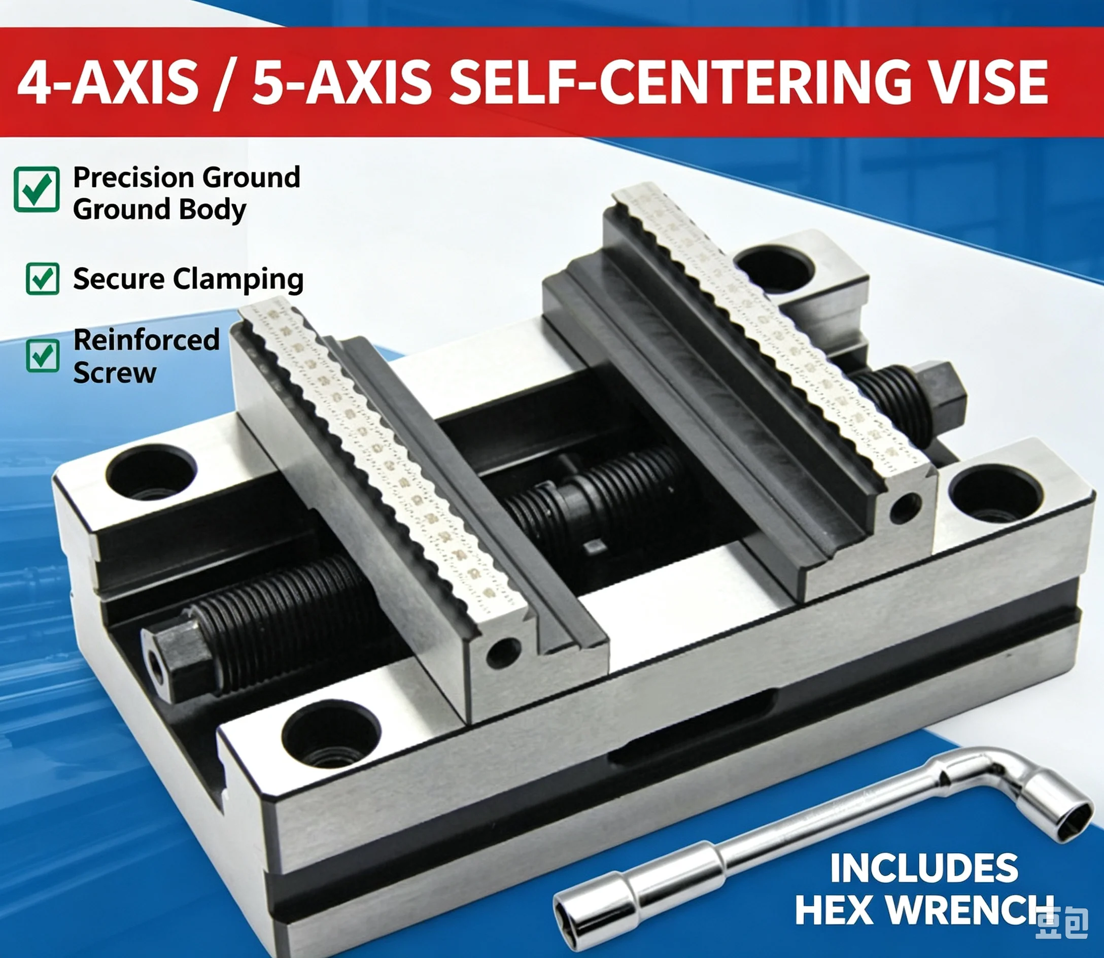 Precision 4-axis 5-axis rotary table fixture, self centering CNC tiger pliers, CNC machining center, flat mouth pliers