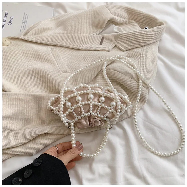 Fashion Lady Basket Handbag SummerWomen\'s Shoulder Crossbody Bag Travel BeachBag Luxury Design Pearl Shopper Small Tote Bag