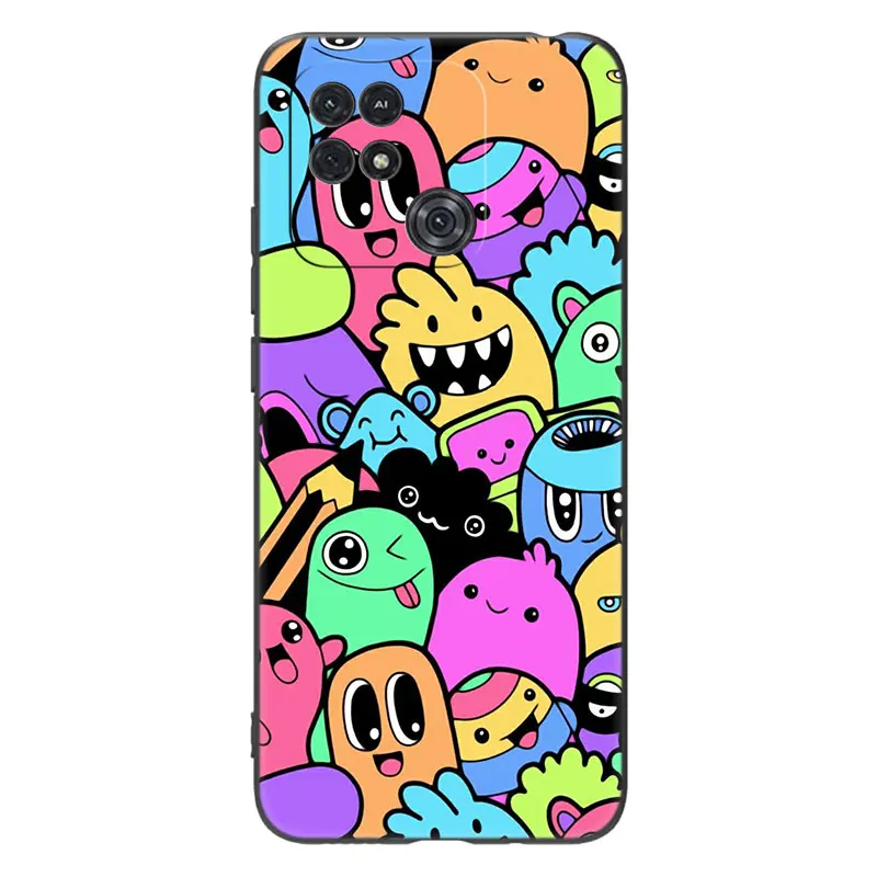 Cute Cartoon Monsters Assemble Black Case For Xiaomi Redmi 12C A1 Plus 10A 10C 9A 9C 9T 8A 7A S2 K60E K50 Ultra K40S K20 Pro