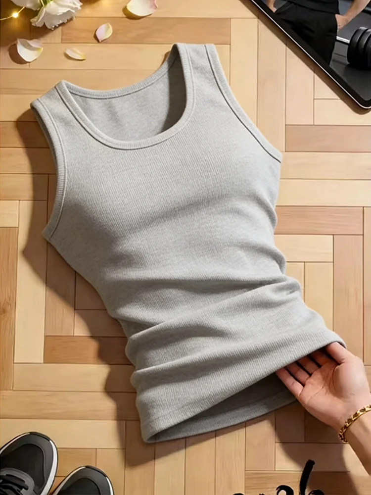 American Style Fitness Sport Thread Vest Men Summer Thin Type Slim Fit Sleeveless Heavy T-Shirt Muscle Definition Sweatshirt