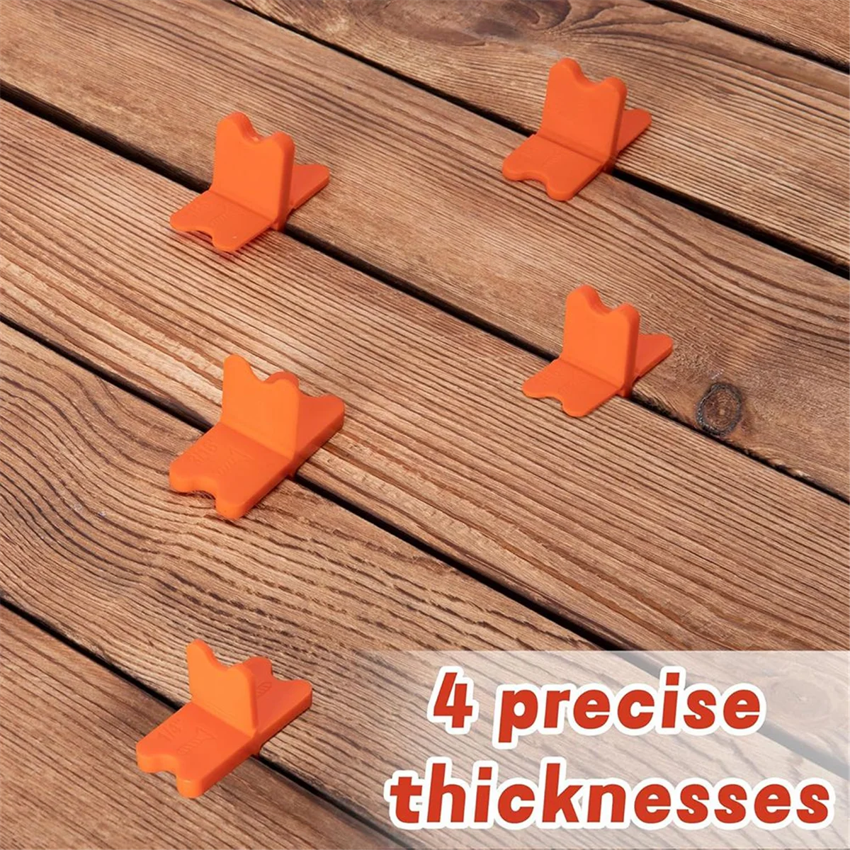 أداة فاصل سطح السفينة BAAQ مكونة من 8 قطع، 4 فواصل ألواح سطح السفينة بسمك (1/16 بوصة، 1/8 بوصة، 3/16 بوصة، 1/4 بوصة)، فواصل سطح السفينة باللون البرتقالي المتنوع