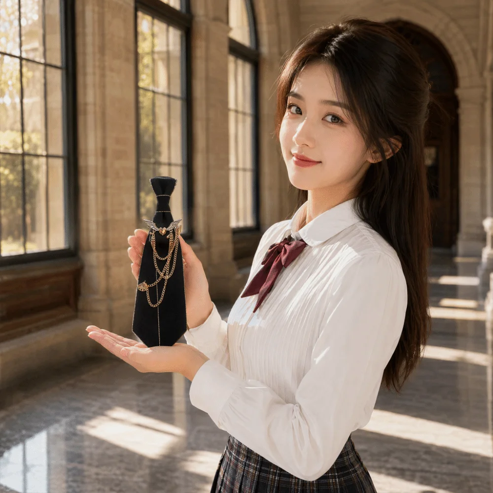 Fashion Polyester JK Collar Pin Preppy Style No Tie Needed Uniform Collar Clip Casual Chain Neck Accessory Shirt Match