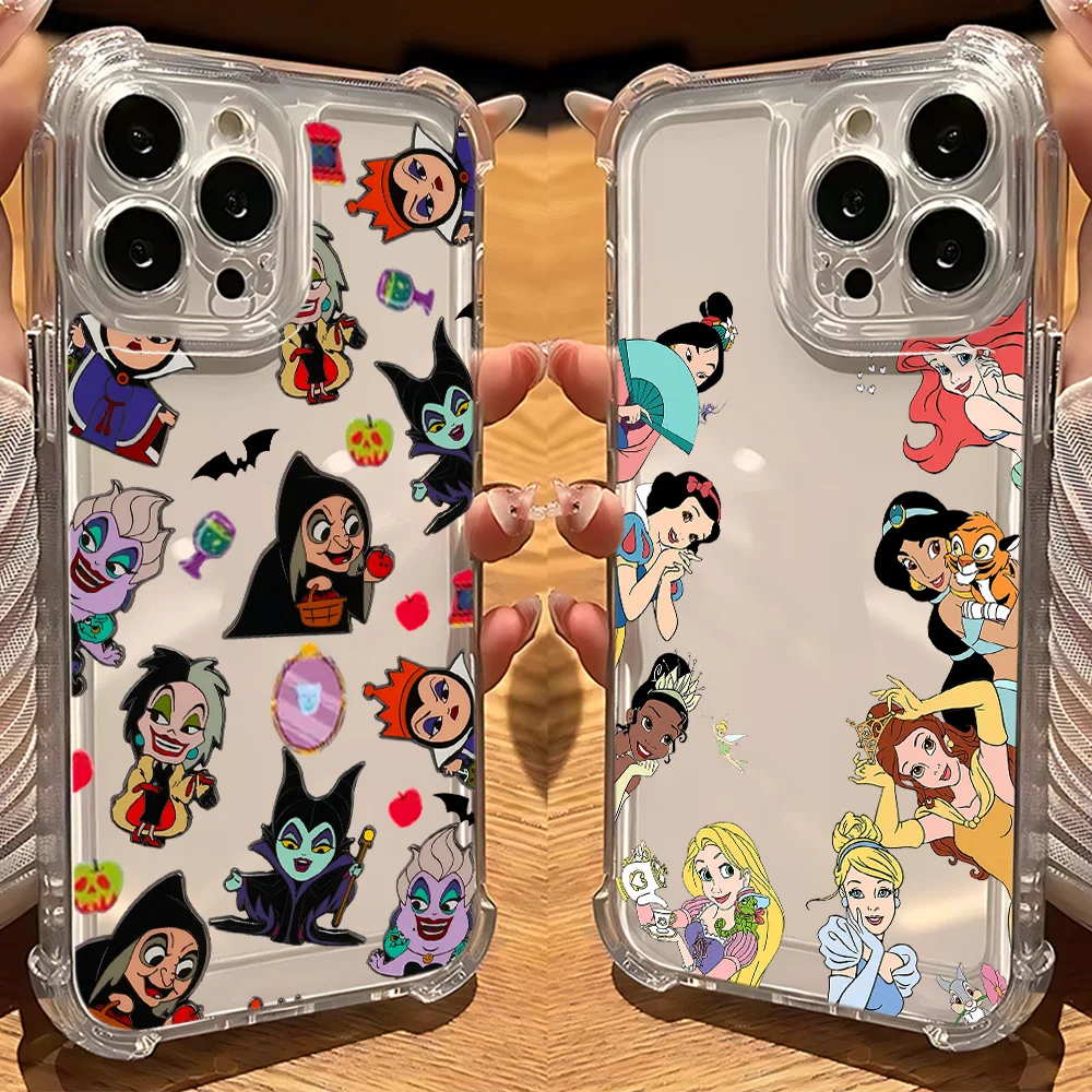 Cartoon Disneies Princess Phone Case for IPhone 16 15 14 13 12 11 Mini Pro Max X XR XSMax 7 8 Plus Shockproof Transparent Cover