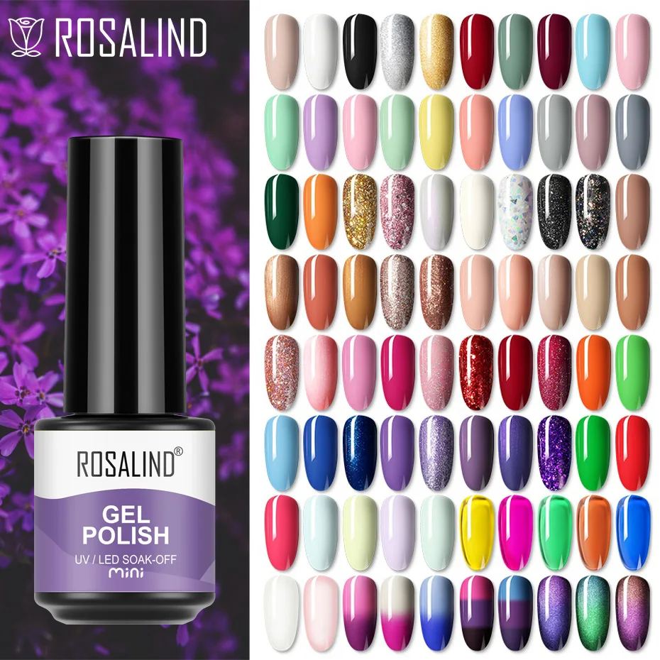 ROSALIND 80 สีเล็บเจลกึ่งถาวรเจล UV HYBRID เคลือบฐาน Top Coat Soak Off เล็บเจลเล็บเคลือบใหม่