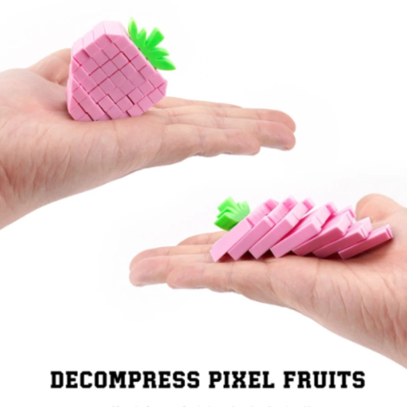 Creative 3D Printed Telescopic Fruit Toy, Retractable Pixel Fruit Decompression Fidget, Movable Plant Stress Relief Toy