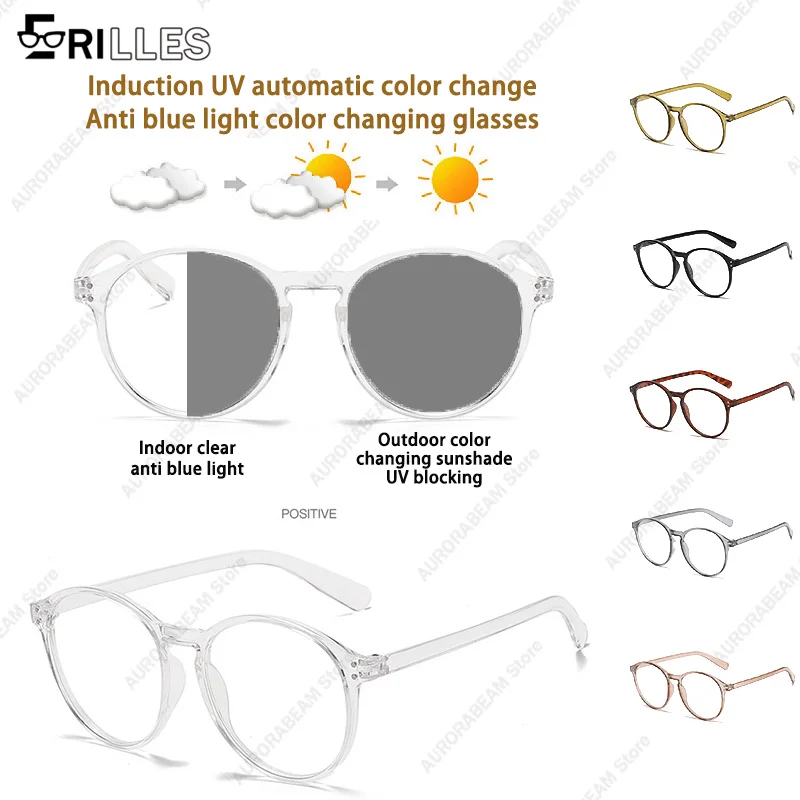 Doppelte UV- und Blaulicht-Brille für Damen, photochromer Rahmen in Bonbonfarben, für den Innenbereich, klar, dunkel, modische Computerbrille, trendig