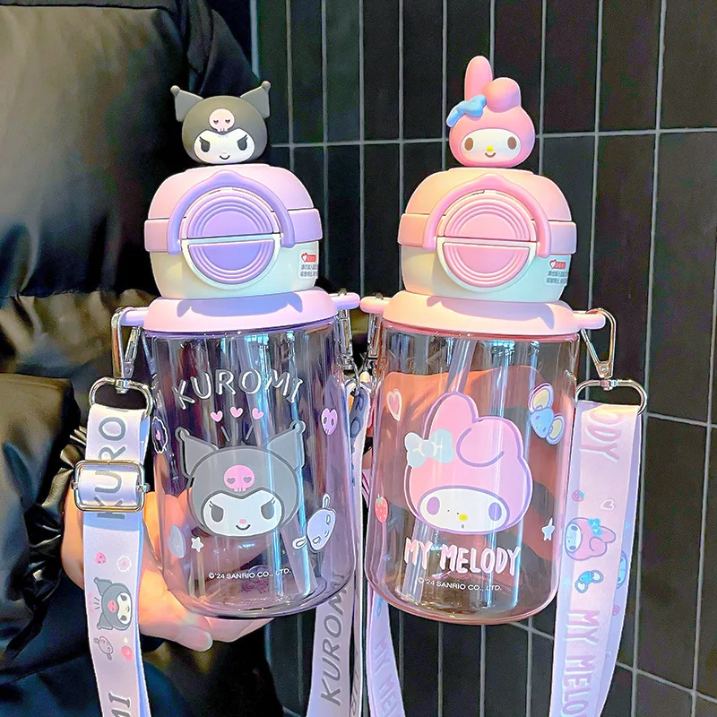 Sanrio Kawaii Anime Cartoon series My melody Kuromi Cinnamoroll Large-capacity drinking water cup for children and students