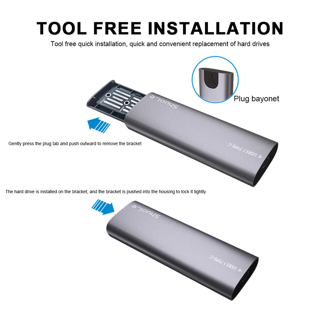 ฮาร์ดไดรฟ์ภายนอกความเร็วสูง M.2 NVMe NGFF เคส SSD ภายนอกพิมพ์ USB3.1กล่อง SSD แบบพกพา Gen2กล่องฮาร์ดดิสก์10gbps