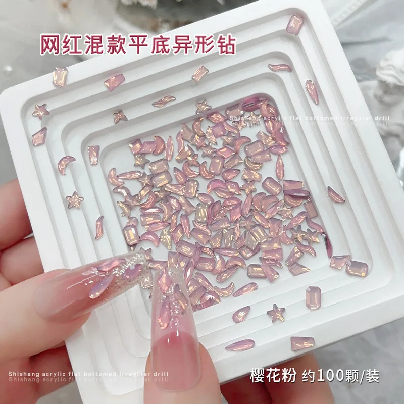 100PCS Mini Flatback Nail Art Decoration Rhinestone Crystals Opal Stone Accessories For Manicure Decor Nails Supplies Material