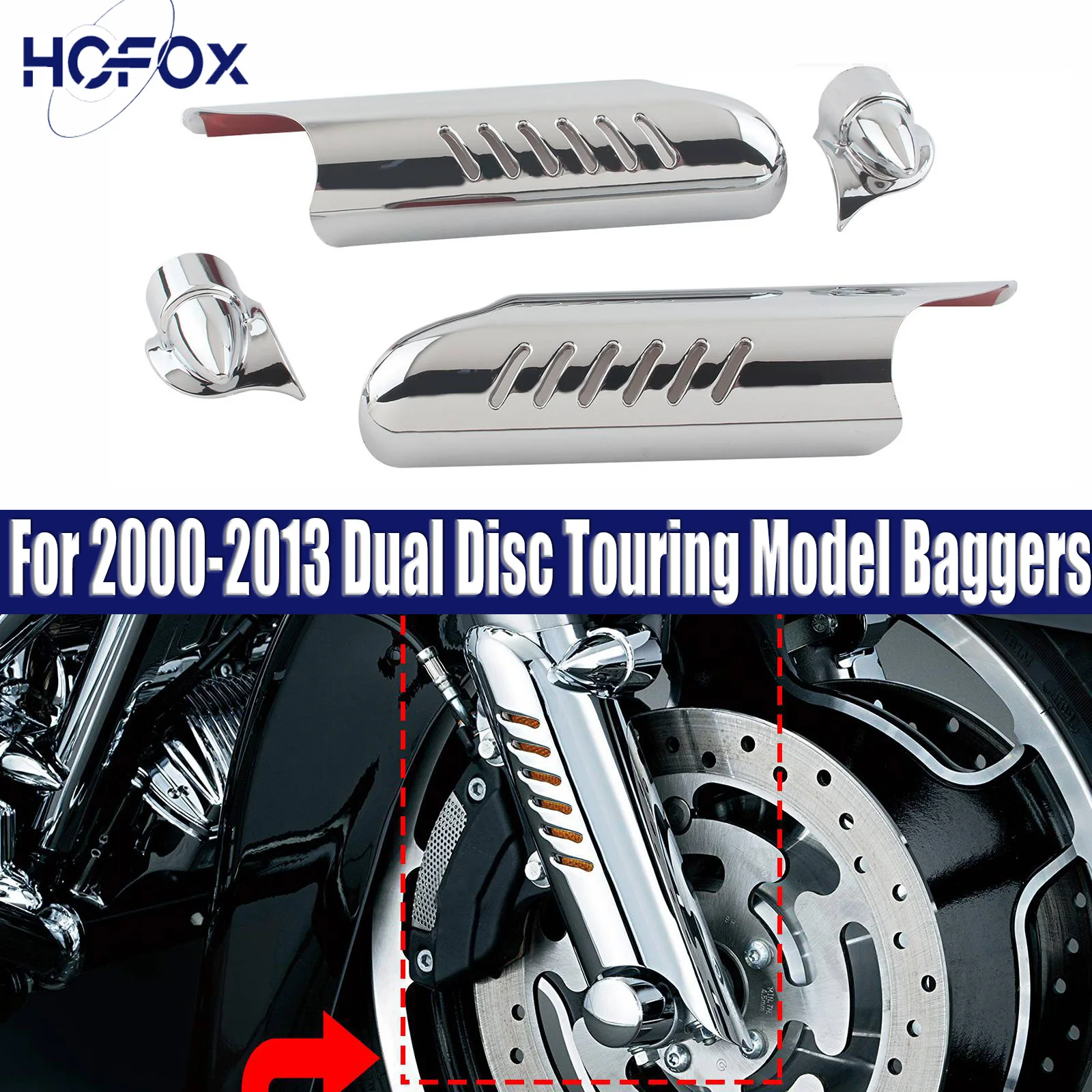 

For 2000-2013 Dual Disc Touring Model Baggers Deflector Shield Protector Lower Fork Leg Guard Motorcycle Ornamental Moulding Rep