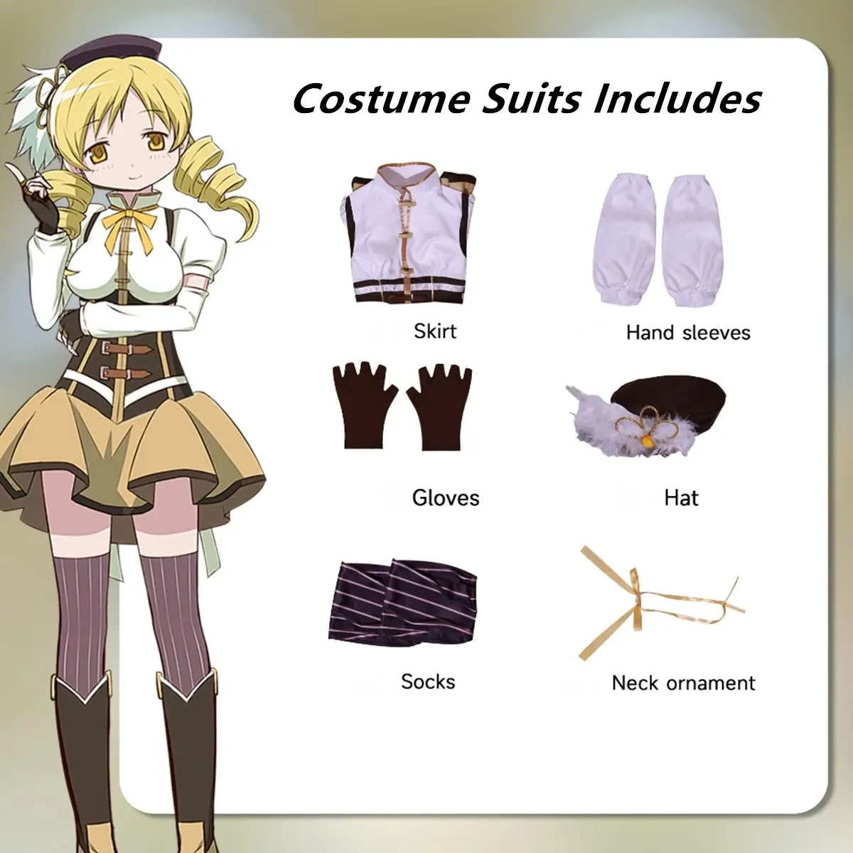 Tomoe Mami Cosplay Anime Puella Magi Madoka Magica Cosplay Costume Tomoe Mami Dress Outfits for Halloween Party