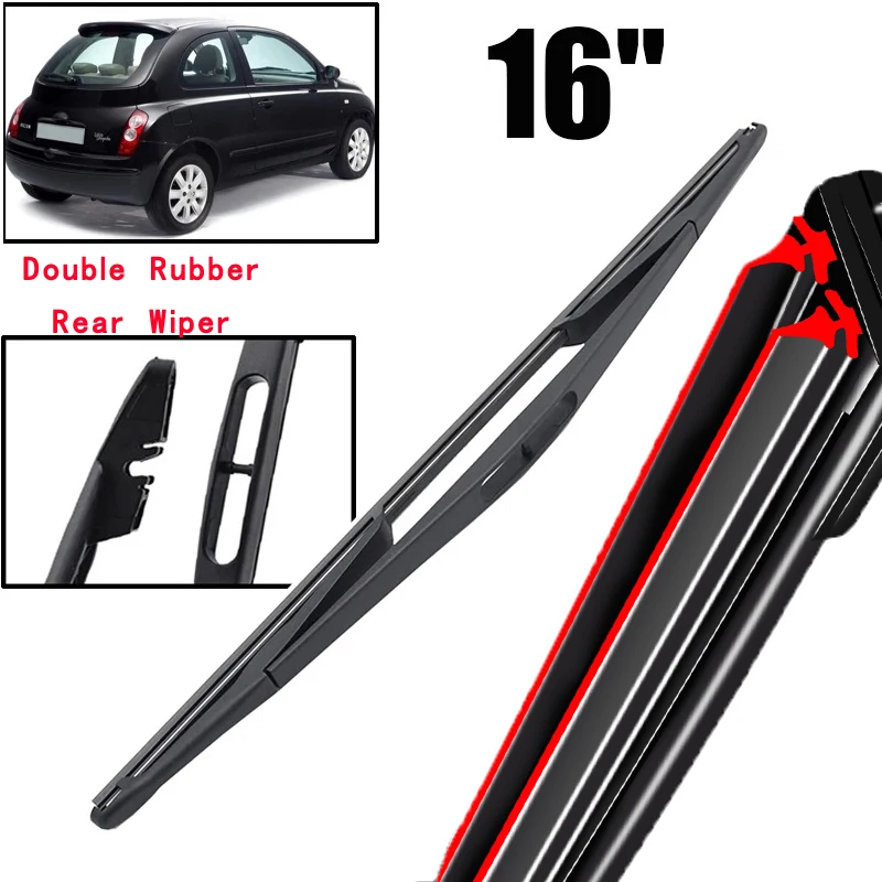 

Car Wiper 16" Rear Wiper Blade For Nissan Micra 2006 - 2010 & 2000 - 2002 Windshield Windscreen Clean Window Rain Brush