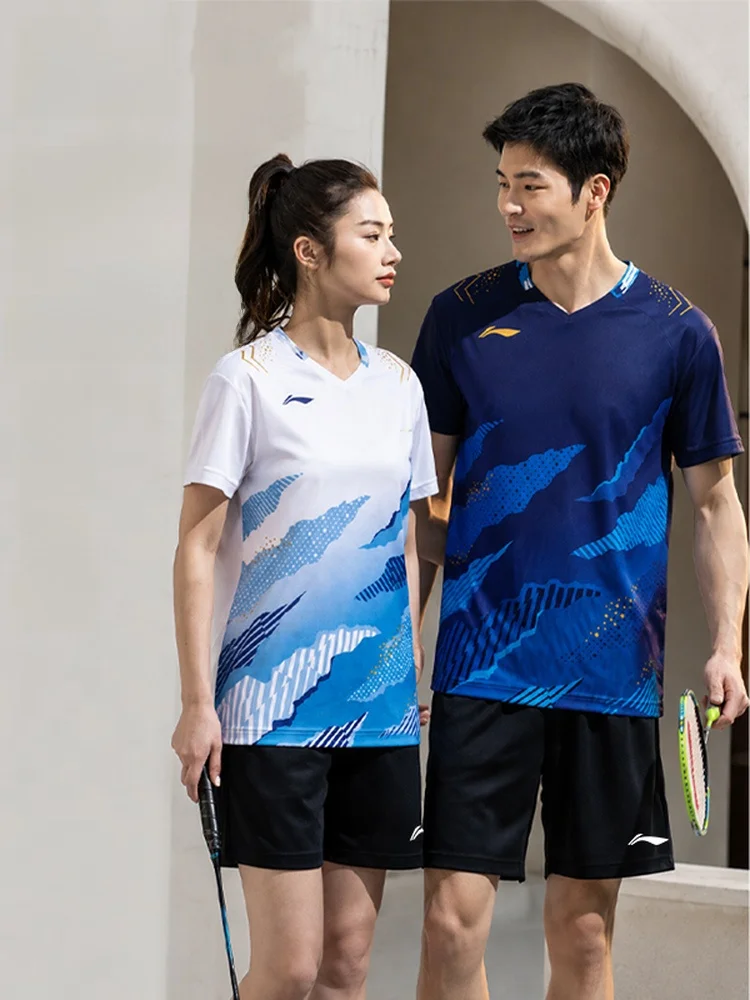 tenue-de-badminton-a-manches-courtes-vetements-de-sport-de-competition-respirants-pour-l'ete-serie-de-tournois-d'equipe-unisexe-col-rond-sechage-rapide
