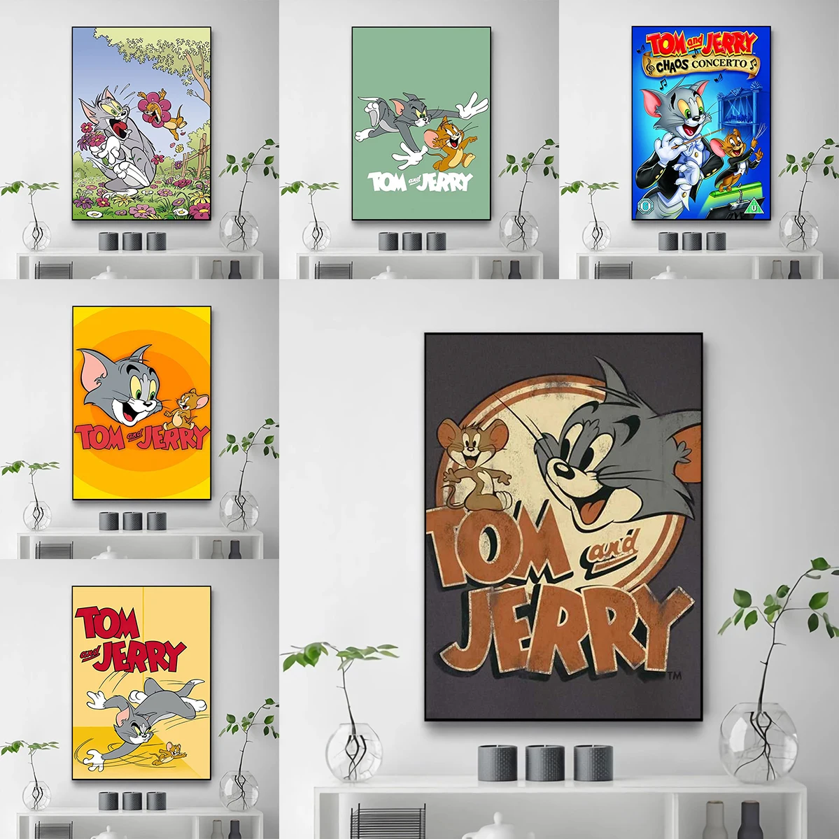 

Anime T-Tom and J-Jerry Cartoon Poster Decoration Pictures Room Wall Decor Home Accessory Painting on Canvas Wall Art Posters