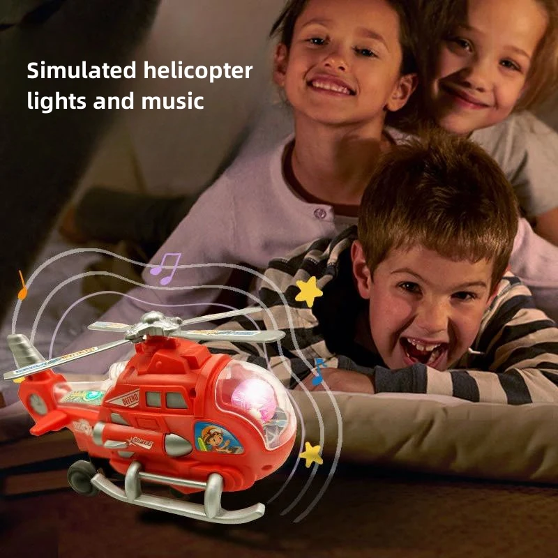 Electric helicopter toy, with lights and music, 360° rotation, durable plastic, suitable for 3-year-old boys and girls