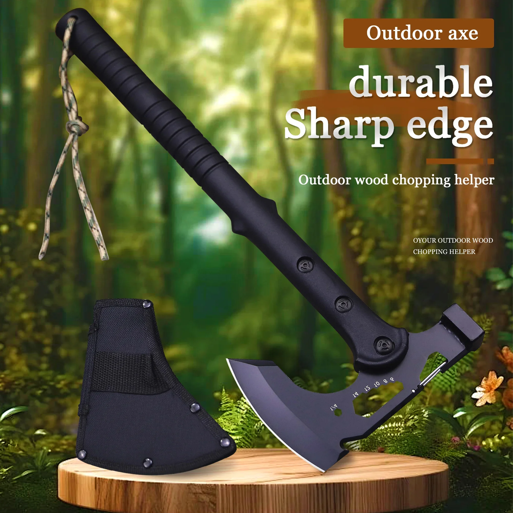 ABS handle Black 440 Outdoor tactical axe, jungle logging axe, outdoor camping self-defense rescue axe