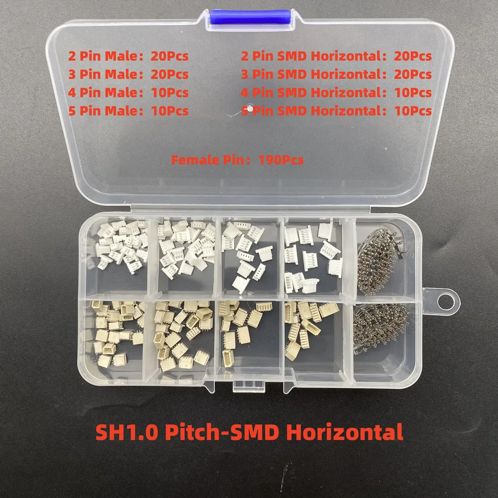 1Box JST SH1.0/1.25/PH2.0/XH2.54/VH/SM/KF2510 Connector Kit - Male/Female Housing & Crimp Terminal for Electronics
