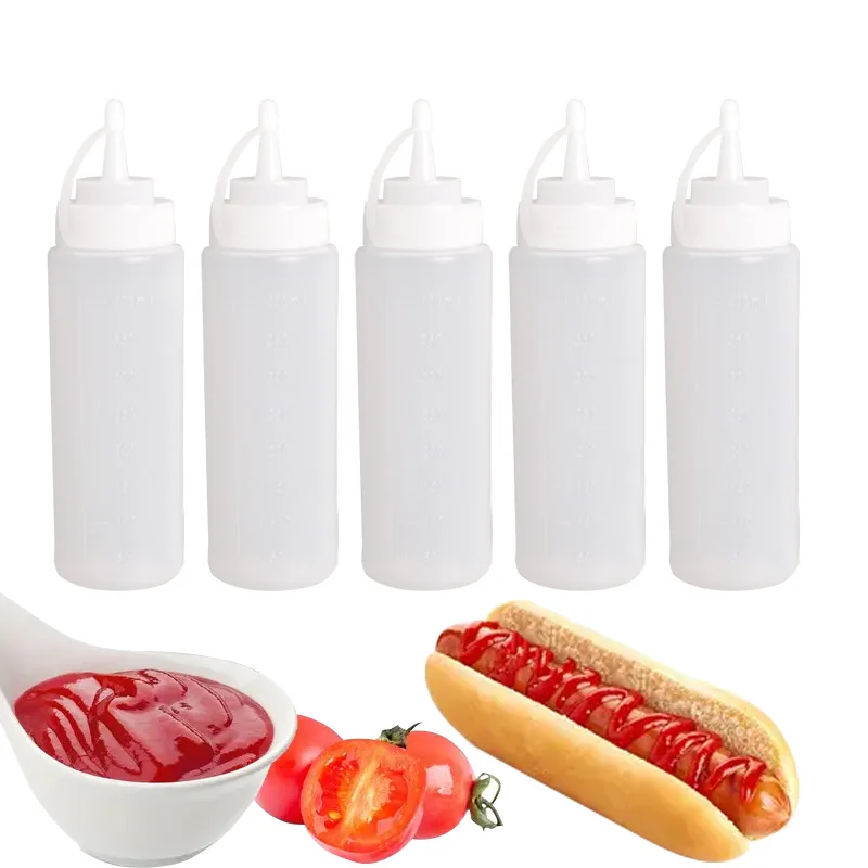 Botella de salsa multifuncional para cocina, botella exprimidora adecuada para salsa de tomate, condimento para salsa de barbacoa, 1 ud.
