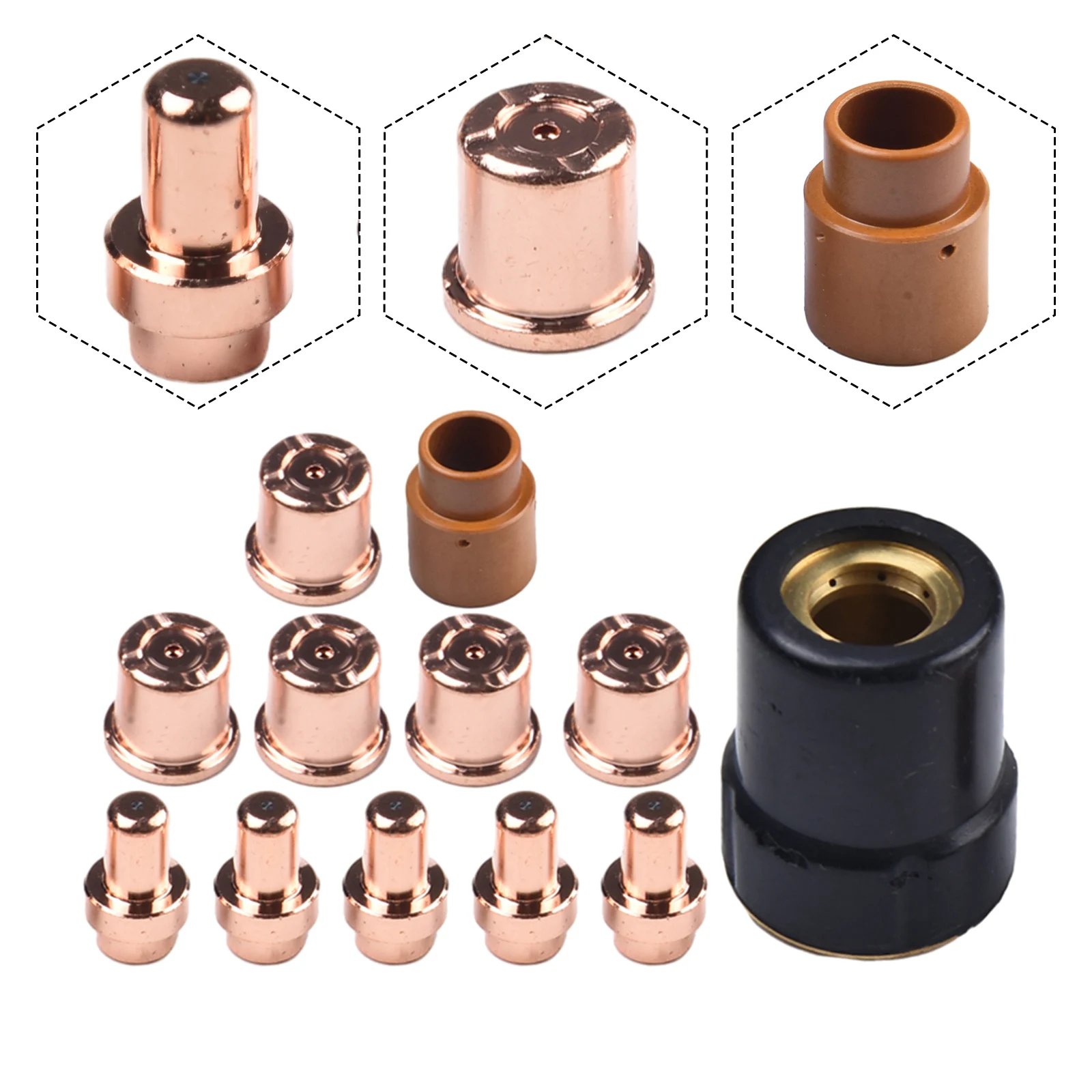 

Cut40 Plasma Cutter Consumable Kit Electrodes Nozzle 1.1 Hole Set Replacement Nozzles Plasma Cutter Consumables