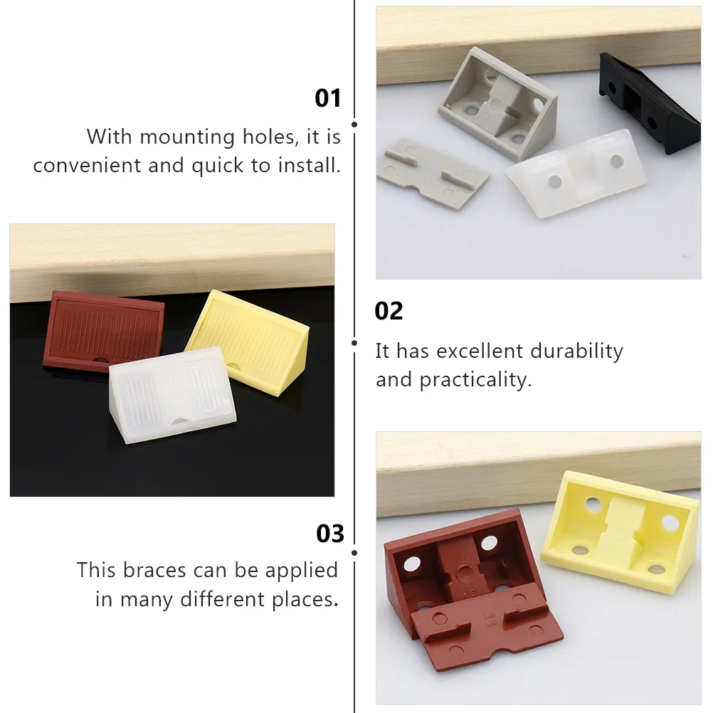 

60pcs Plastic Corner Braces Bracket For Cabinet Closet Shelf Mounting Holes Angle Fastener Joint Support Hardware Fittings