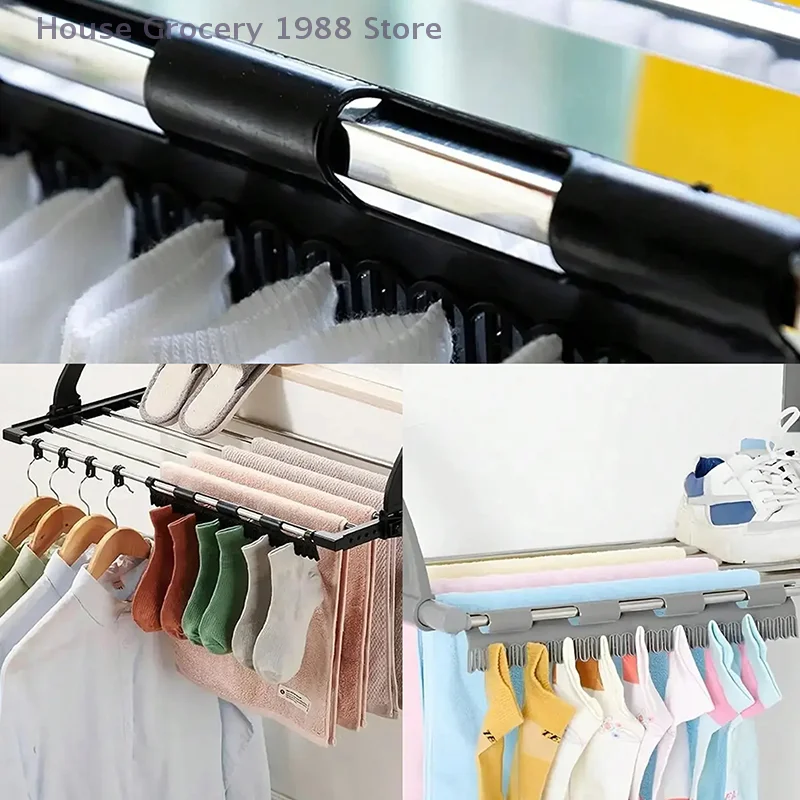 

2 Pcs Hanging Rod Sock Rack, Clothes Hanger Suitable For Drying Socks, Towels, Underwear And Other Small Clothing Items