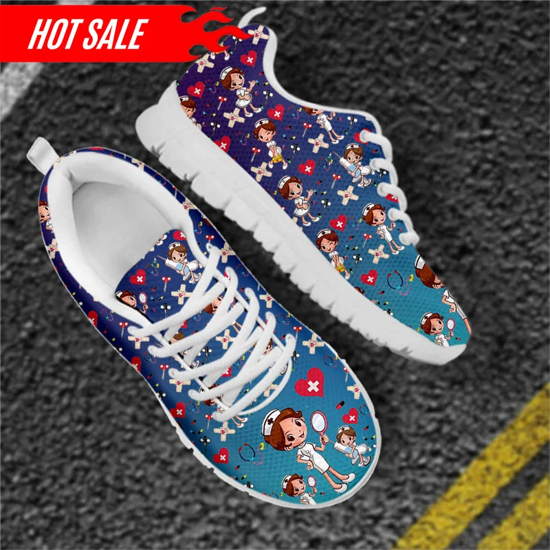 Women's Plus Size Nurse Shoes Lightweight Non-Slip Flats Cute Nurse Girls Medical Healthcare Design Casual Sneakers