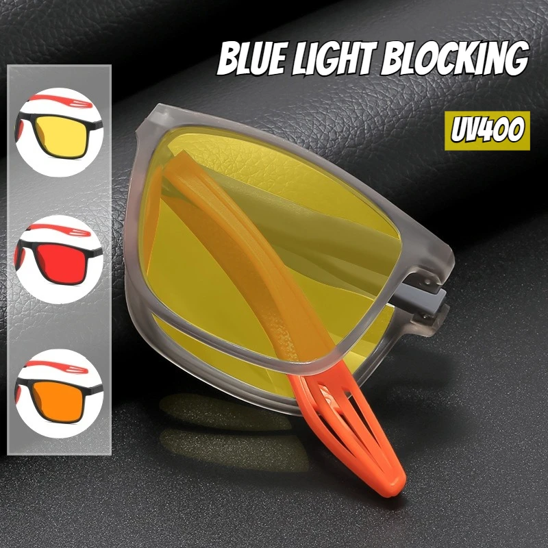 

Men's and Women's Blue Light Blocking Glasses Outdoor UV400 Glasses Yellow Lens Anti-fatigue Gaming Computer Plain Glasses
