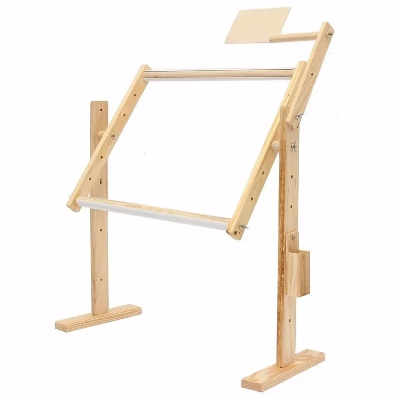 1Pc Adjustable Pine Wood Frame Floor Stand Cross Stitch Embroidery Tapestry Hoop Holder Handmade Sewing Craft Tools