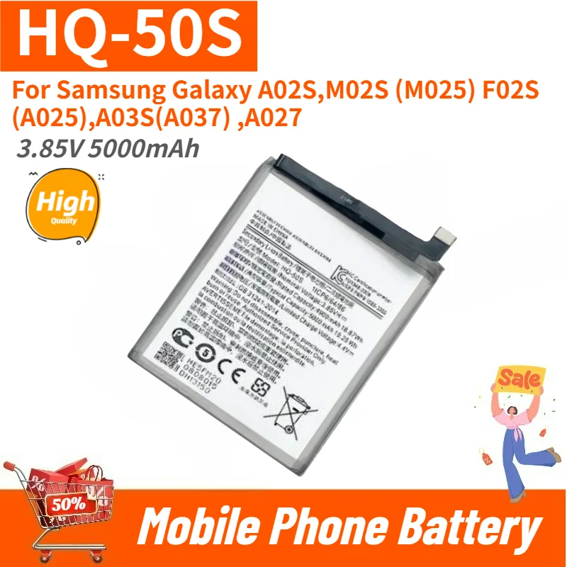

High Capacity Phone Battery HQ-50S 3.85V 5000mAh For Samsung Galaxy A02S M02S (M025) F02S Brand New Replacement Battery