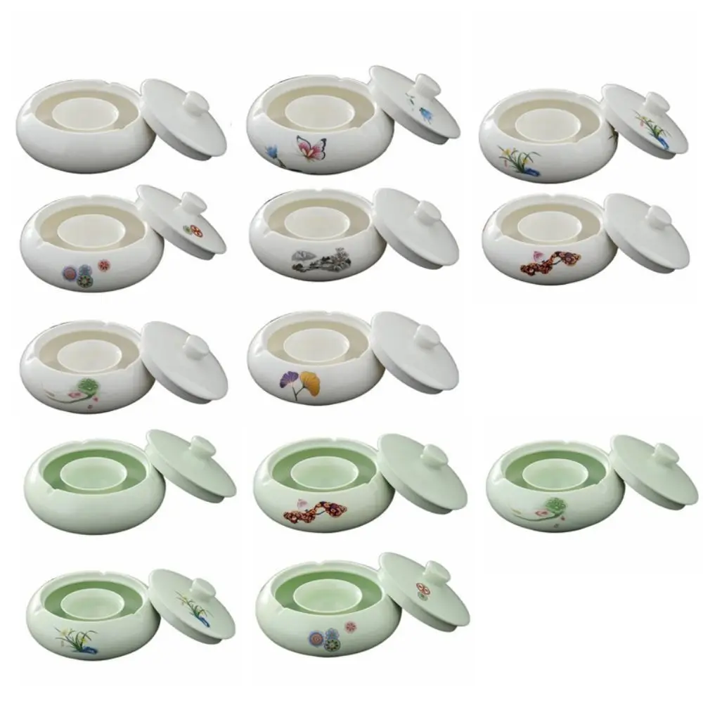 Traditional Calligraphy Inkstone Hot Pot Shaped Chinese Style Calligraphy Inkwell Dish with Lid Double Layer Ink Stone