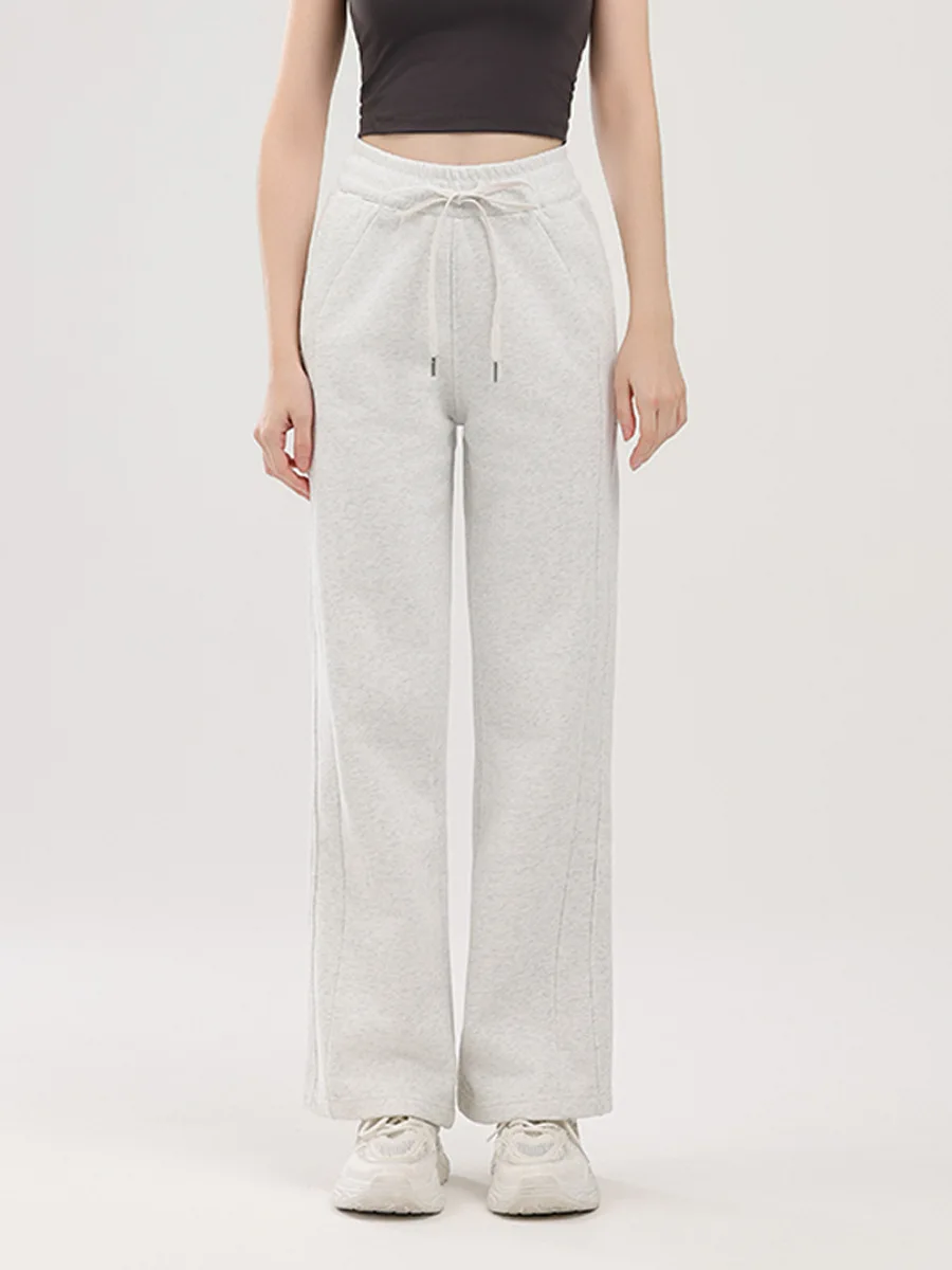 Hohe Taille, weites Bein, Damenhose, FCE-gefüttert, verdickte Yoga-Sport-Freizeithose, Herbst-Winter-Drapey-Hose