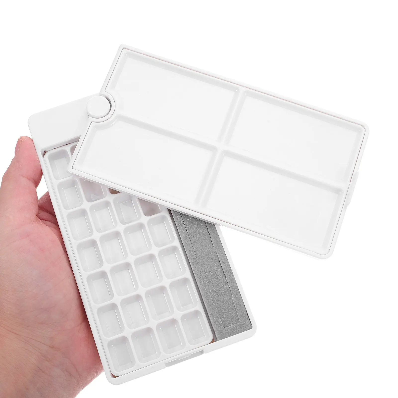 360-Degree Rotating Watercolor Palette with Lid 28-Well Moisture-Retaining Portable Travel Mixing Tray for Outdoor Sketching