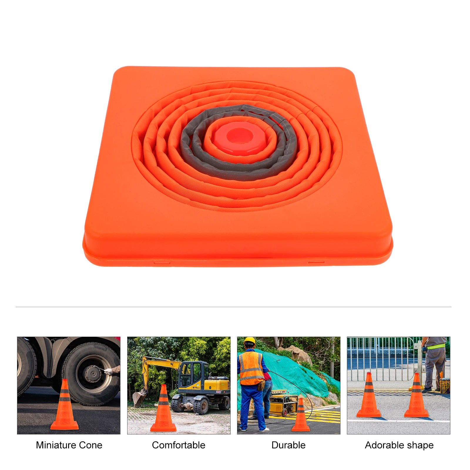 2pcs-road-safety-cone-orange-extendable-traffic-marker-multi-purpose-reflective-training-soccer-cones-foldable-outdoor-game