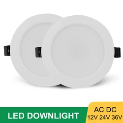 Wbudowana lampa sufitowa LED AC DC 12V 24V 36V LED typu Downlight okrągły 3W 6W 9W 12W 15W 18W 36W oświetlenie punktowe dla niskich napięć