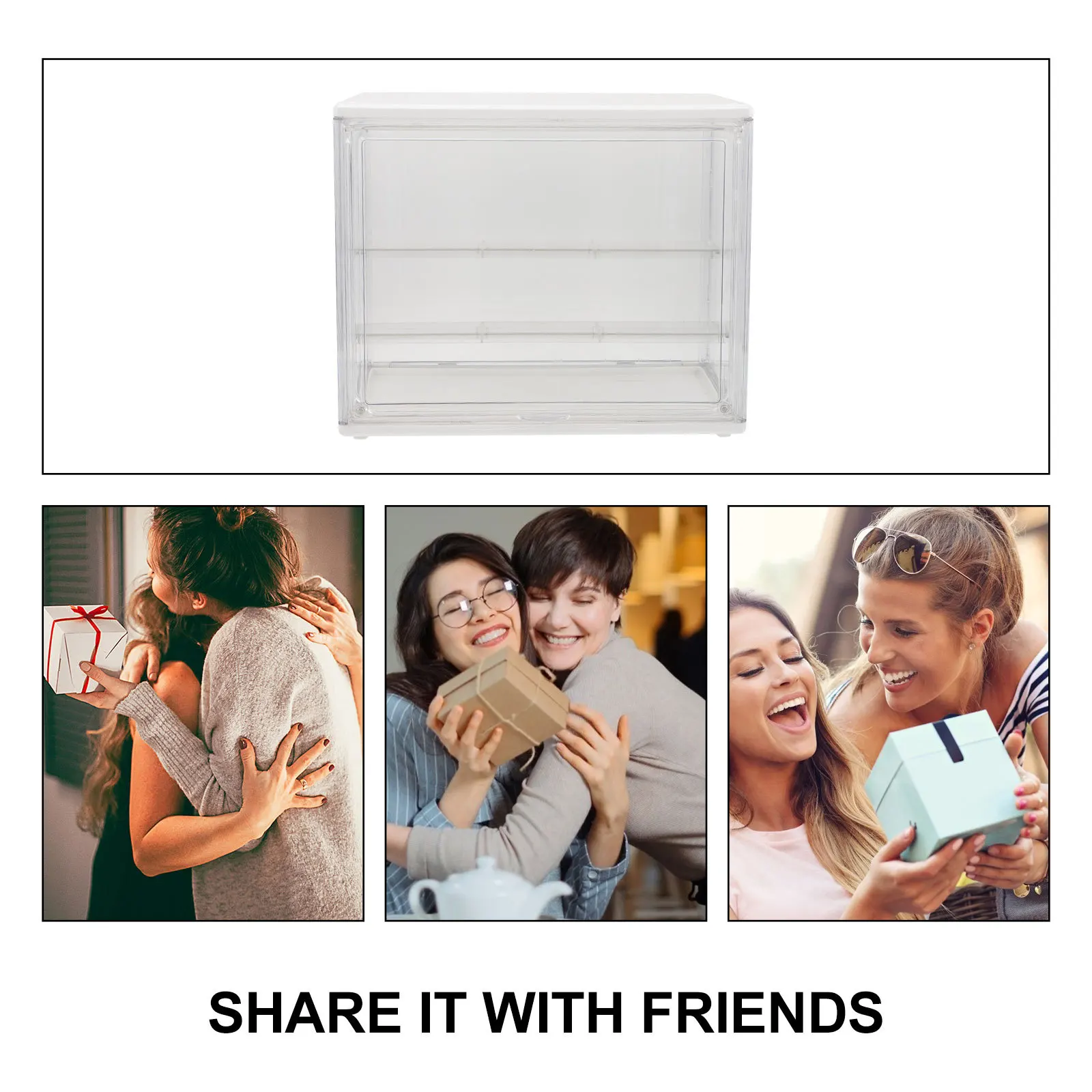 Transparent Acrylic Book Case Removable Stair Protective Clear Storage Box for Large Capacity Makeup Organizer