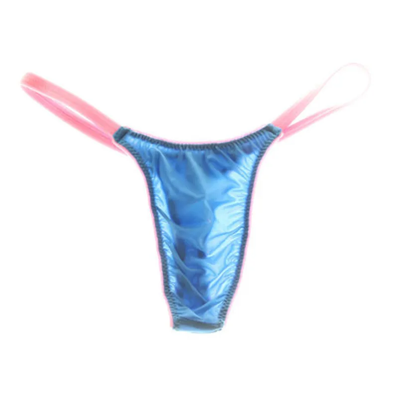 

Men's Color Contrast Nylon Thongs Low Rise Elastic Breathable T-back Underwear