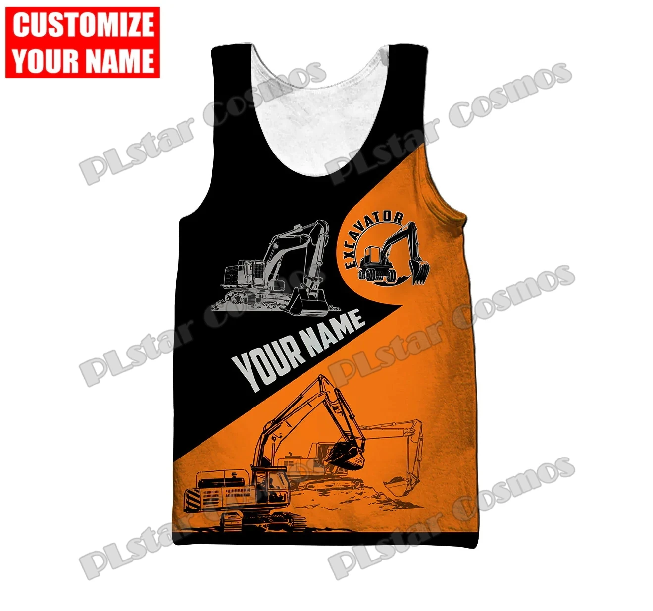 PLstar Cosmos Customized Name Excavator Operator 3D Printed Men's Fashion Vest Summer Unisex Harajuku Casual Tank tops BXD40