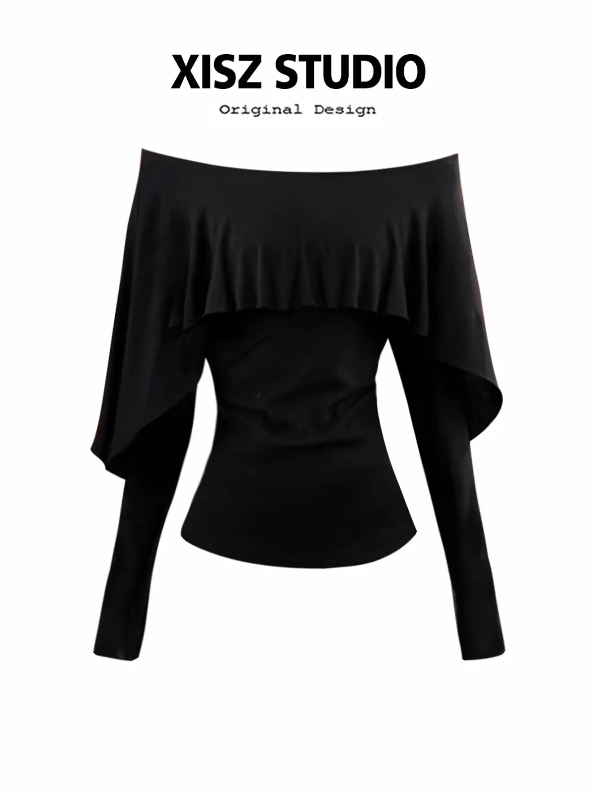 

Women's Black Slash Neck T-shirt Harajuku Korean Y2k Tee Top 2000s Clothes Aesthetic Fashion Long Sleeve Vintage T-shirts Autumn