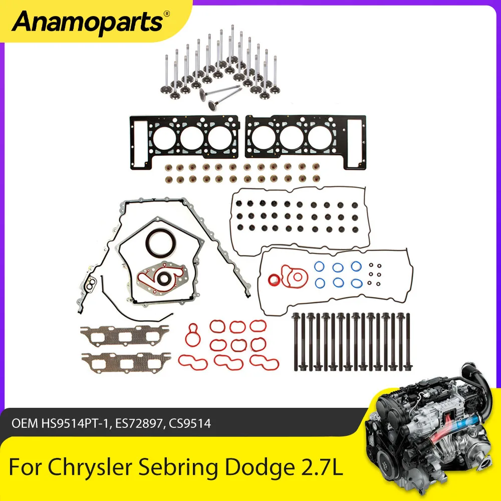 Engine Full Gasket Set Intake Exhaust Valves Head Bolt Fit 2.7 L EER Gas For Jeep Chrysler Sebring Dodge Intrepid Stratus 2.7L