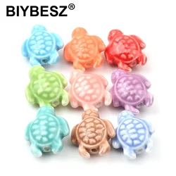 18mm Tortoise Beads Turtle Shape Ceramics Beads Charms Loose Spacer Beads For Jewelry Making DIY Bracelets Necklace Accessories
