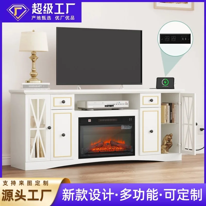 Sliding barn door Wooden furniture Floor cabinet American pastoral audio-visual cabinet with storage room