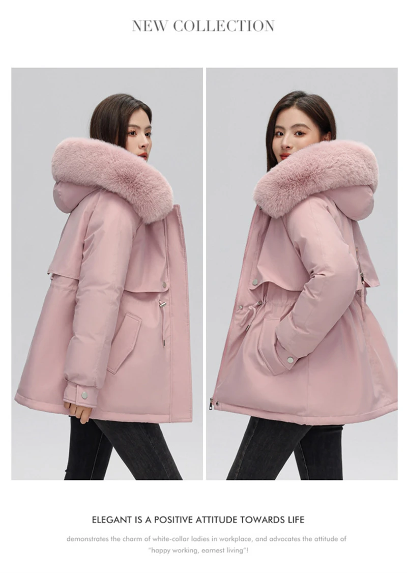 Winter Coat New Women's Thick Cotton Jacket Women's Medium Long Korean Version Fur Collar Coat Female Warm Parka Overcoat